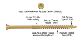 CRL THBTX09300 #9 x 3&#034; T20 Bronze Star - Trim Head Star Drive Screws