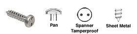 CRL TP8X1PHSMS 8 x 1&#034; Pan Head Spanner Tamperproof Type A-Sheet Metal Screws