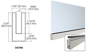 CRL W5B10 Mill Aluminum 120" Small Profile Windscreen Base Shoe for 3/8" or 1/2" Glass - Extrusion Only