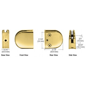 CRL Z206BR Brass Z-Series Round Type 2&#034; Radius Base Clamp for 1/4&#034; and 5/16&#034; Glass