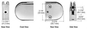 CRL Z512PS Polished Stainless Z-Series Round Type Flat Base Stainless Steel Clamp for 1/2" Glass