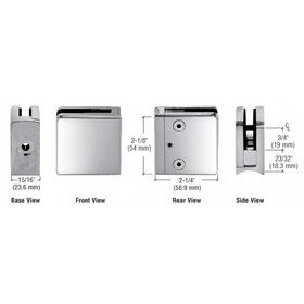 CRL Z706PS Polished Stainless Z-Series Square Type Radius Base Stainless Steel Clamp for 1/4" and 5/16" Glass