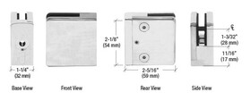 CRL Stainless Flat Base Clamp for 1/2" and 9/16" Glass