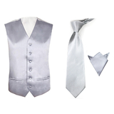 TopTie Men's 3-Piece Formal Vest Necktie Pocket Square Set