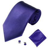 TOPTIE Men's Necktie Pocket Square Cufflinks Set, Classic Solid Color Tie Set