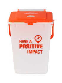 Busch Systems 102143 BATTERY RECYCLER - Single - Kit - Have a Positive Impact- Caution! Tape Ends of Batteries Prior to Disposal - Circle - Natural-Fluorescent Orange
