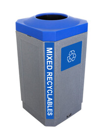 Busch Systems 104452 OCTO - Single - Kit - Indoor - Mixed Recyclables - Full - Greystone-Blue