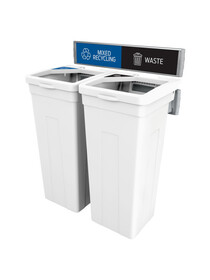 Busch Systems 139923 RISE - Double - Kit - Mixed Recyclables-Waste - Full-Full - White-White