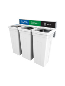 Busch Systems 139993 RISE - Triple - Kit - Mixed Recyclables-Organics-Waste - Full-Full-Full - White-White-White