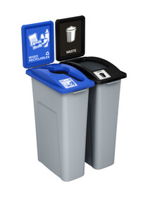 Busch Systems 202776 WASTE WATCHER - Double - Kit - Mixed Recyclables-Waste - Mixed-Full - Grey-Blue-Black
