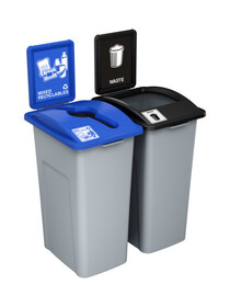 Busch Systems 203144 WASTE WATCHER - Double - Kit - Mixed Recyclables-Waste - Mixed-Full - Grey-Blue-Black
