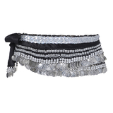 BellyLady Belly Dance Hip Scarf, Multi-Row Silver Coin Dance Skirt, Gift Idea
