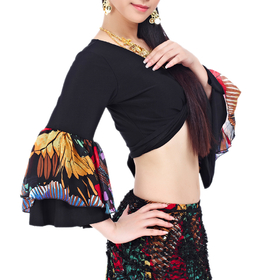 BellyLady Belly Dance Tribal Flare Sleeve Wrap Top, Gypsy Dance Costume Top