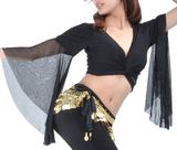 BellyLady Belly Dance Tribal Costume Wrap Top, Black