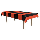 Beistle 00104 Orange & Black Stripes Tablecover, plastic, 54