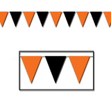 Beistle 00116 Orange & Black Pennant Banner, all-weather; 15 pennants/string, 17