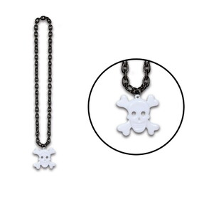 Beistle 00151 Chain Beads w/Skull & Crossbones Medal, 36"