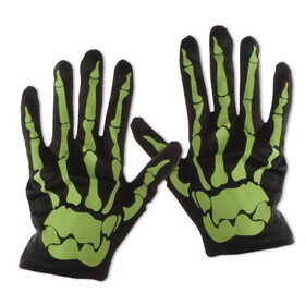 Beistle 00251 Nite-Glo Skeleton Gloves, one size fits most; prtd nite-glo design