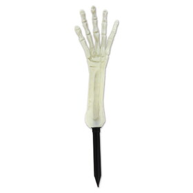 Beistle 00323 Nite-Glo Skeleton Hand Yard Stake, all-weather nite-glo plastic; ground stake included; assembly required, 17"