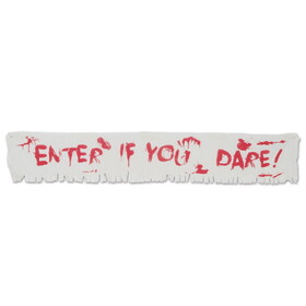 Beistle 00339 Enter If You Dare! Fabric Banner, 2 grommets, 12" x 6'
