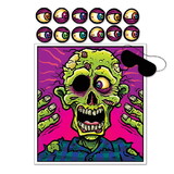 Beistle 00374 Pin The Eyeball On The Zombie Game, blindfold mask & 12 eyes included, 19