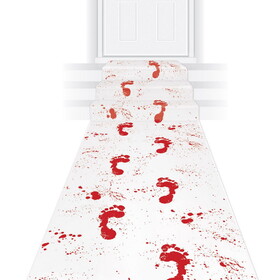 Beistle 00387 Bloody Footprints Runner, prtd runner w/double-sided tape; indoor & outdoor use, 24" x 10'
