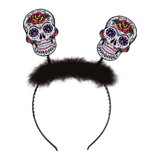 Beistle 00447 Day Of The Dead Sugar Skull Boppers, attached to snap-on headband