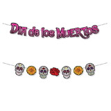 Beistle 00468 Dia De Los Muertos Streamer Set, 12 pieces w/12' cord; makes 2 streamers; assembly required, 7½