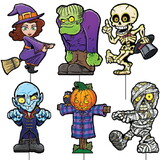 Beistle 00475 Plastic Halloween Yard Signs, 6 metal stakes included; all-weather; assembly required, 12