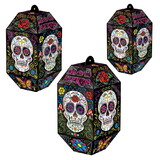 Beistle 00536 Foil Day Of The Dead Paper Lanterns, assembly required; 1-8 , 1-9½ , 1-11 , Asstd