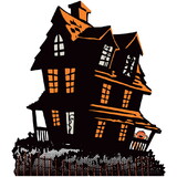 Beistle 00541 Vintage Halloween Haunted House Stand-Up, easel attached; assembly required, 4' 3