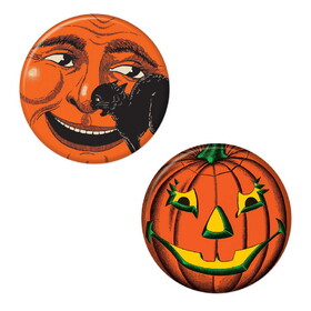 Beistle 00543 Vintage Halloween Buttons, 2"