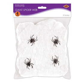 Beistle 00551 Giant Spider Web, white; 4-2 spiders included