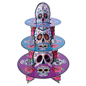 Beistle 00559 Day Of The Dead Cupcake Stand, assembly required, 16"