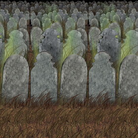 Beistle 00900 Graveyard Backdrop, insta-theme, 4' x 30'