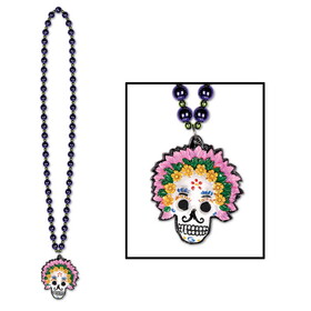 Beistle 00922 Beads w/Day Of The Dead Medallion, 36"