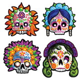 Beistle 00927 Day Of The Dead Masks, elastic attached, 12"
