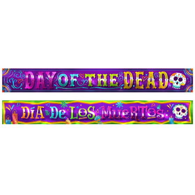 Beistle 00943 Day Of The Dead Metallic Banner Set, prtd 1-ply PVC, 7&#189;" x 5'