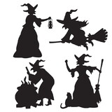 Beistle 00946 Witch Silhouettes, prtd 2 sides, 8¾