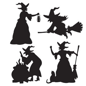 Beistle 00946 Witch Silhouettes, prtd 2 sides, 8&#190;"-12&#190;"
