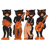 Beistle 01180 Vintage Halloween Scat Cat Band Cutouts, prtd 2 sides, 17