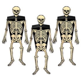 Beistle 01197 Skeleton Favor Boxes, skulls, arms, legs included; assembly required, 2" x 6&#188;"