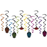 Beistle 01249 Day Of The Dead Whirls, 6 whirls w/icons; 6 plain whirls, 17½