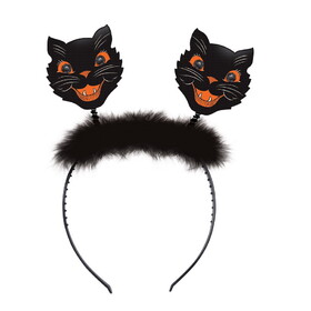 Beistle 01250 Vintage Halloween Cat Boppers, attached to snap-on headband