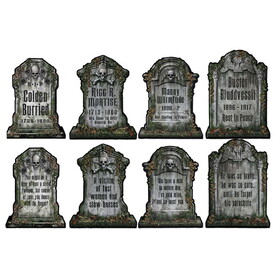 Beistle 01516 Tombstone Cutouts, prtd 2 sides w/different designs, 15"