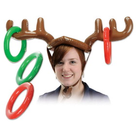Beistle 20021 Inflatable Reindeer Ring Toss, antlers w/tie chin straps & 4 rings included, 27" & 7&#188;"