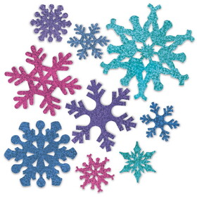 Beistle 20130 Snowflake Cutouts, prtd 2 sides/glitter print 1 side, 5"-12"