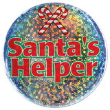 Beistle 20153 Santa's Helper Button, lazer etched, 3½