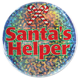 Beistle 20153 Santa's Helper Button, lazer etched, 3&#189;"