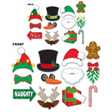 Beistle 20166 Christmas Photo Fun Signs, prtd 2 sides w/different designs; 4 wooden dowels included, 6
